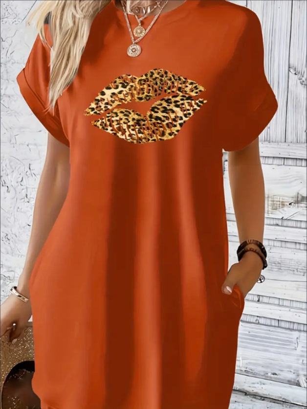 Zoe – Robe Tunique à Motif Léopard Géométrique