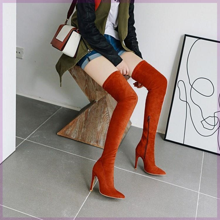 Betty – Bottes Hautes Stretch en Rouge pour Femmes