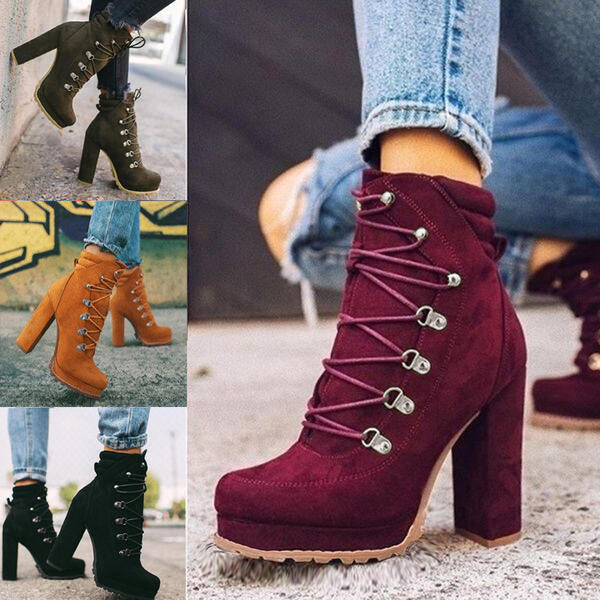 Katie – Bottines Mode avec Bout Rond et Lacets