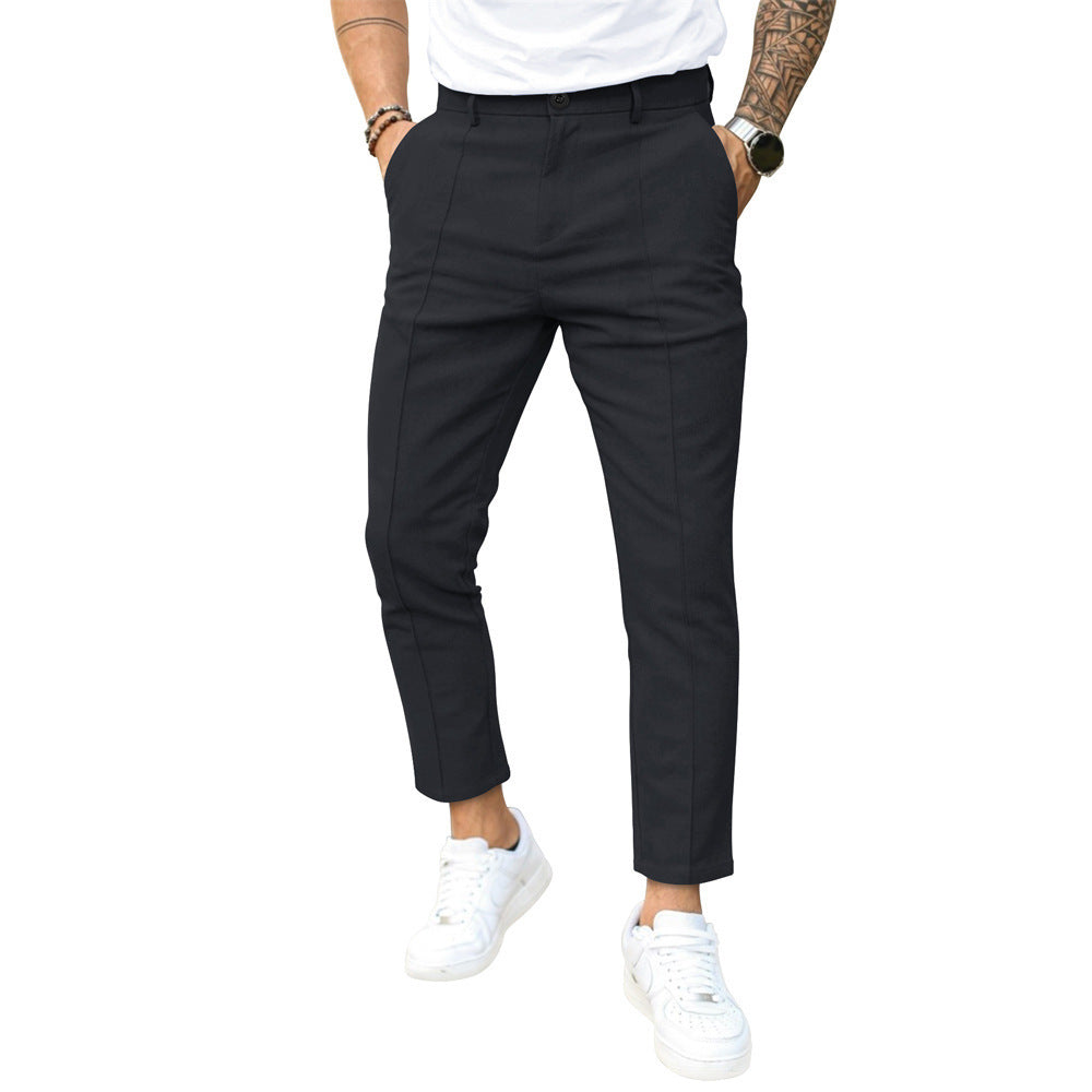 Frank – Pantalon de Costume Confortable pour Homme avec Double Ligne de Pli en Uni