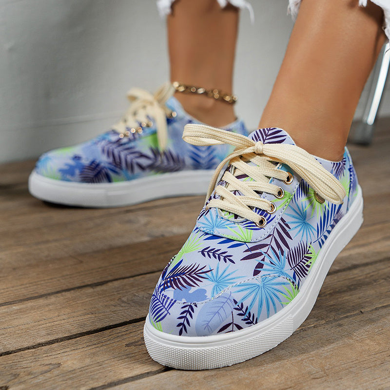 Caroline – Chaussures en Lin pour Femmes avec Imprimé Feuilles