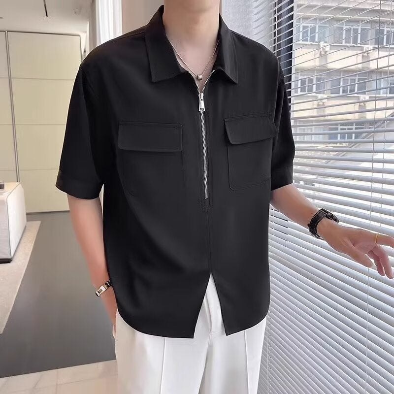 Arthur – Chemise de Travail à Manches Courtes avec Demi-Fermeture Éclair pour Hommes