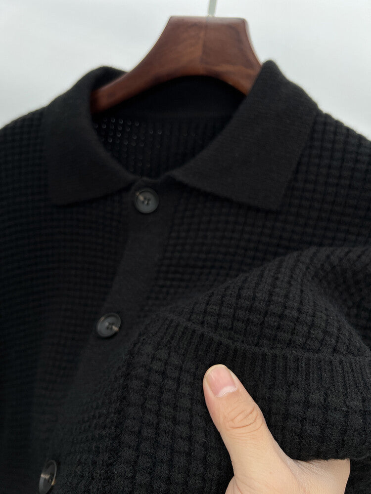 Adam – Cardigan à Col Revers en Jacquard Torsadé pour Hommes