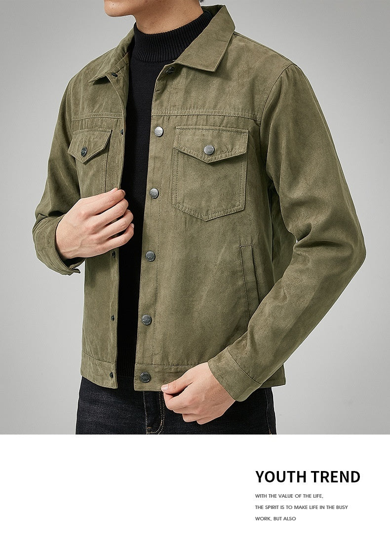 Keith – Veste britannique pour homme en daim vegan brossé