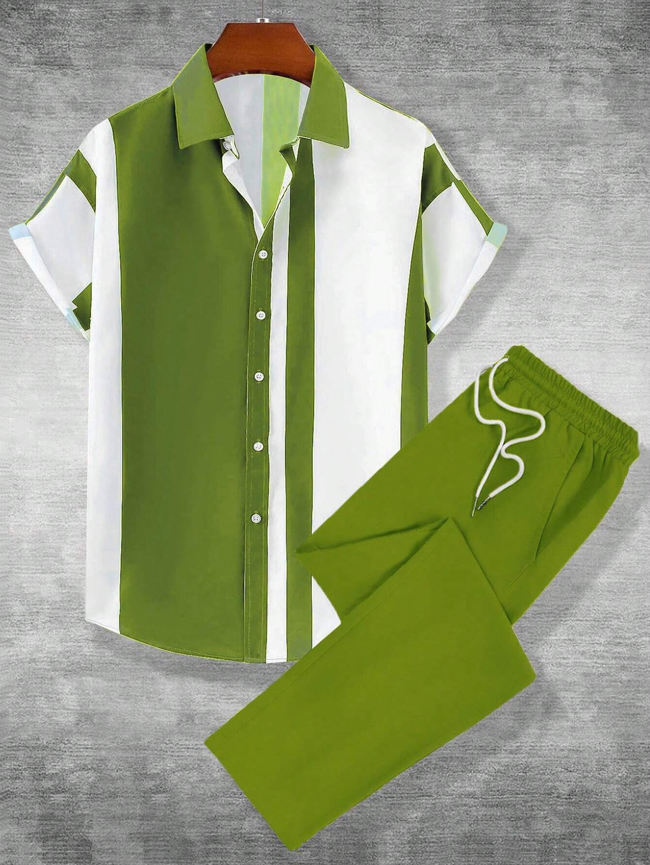 Anton – Costume Chemise à Rayures Décontracté et Stylé