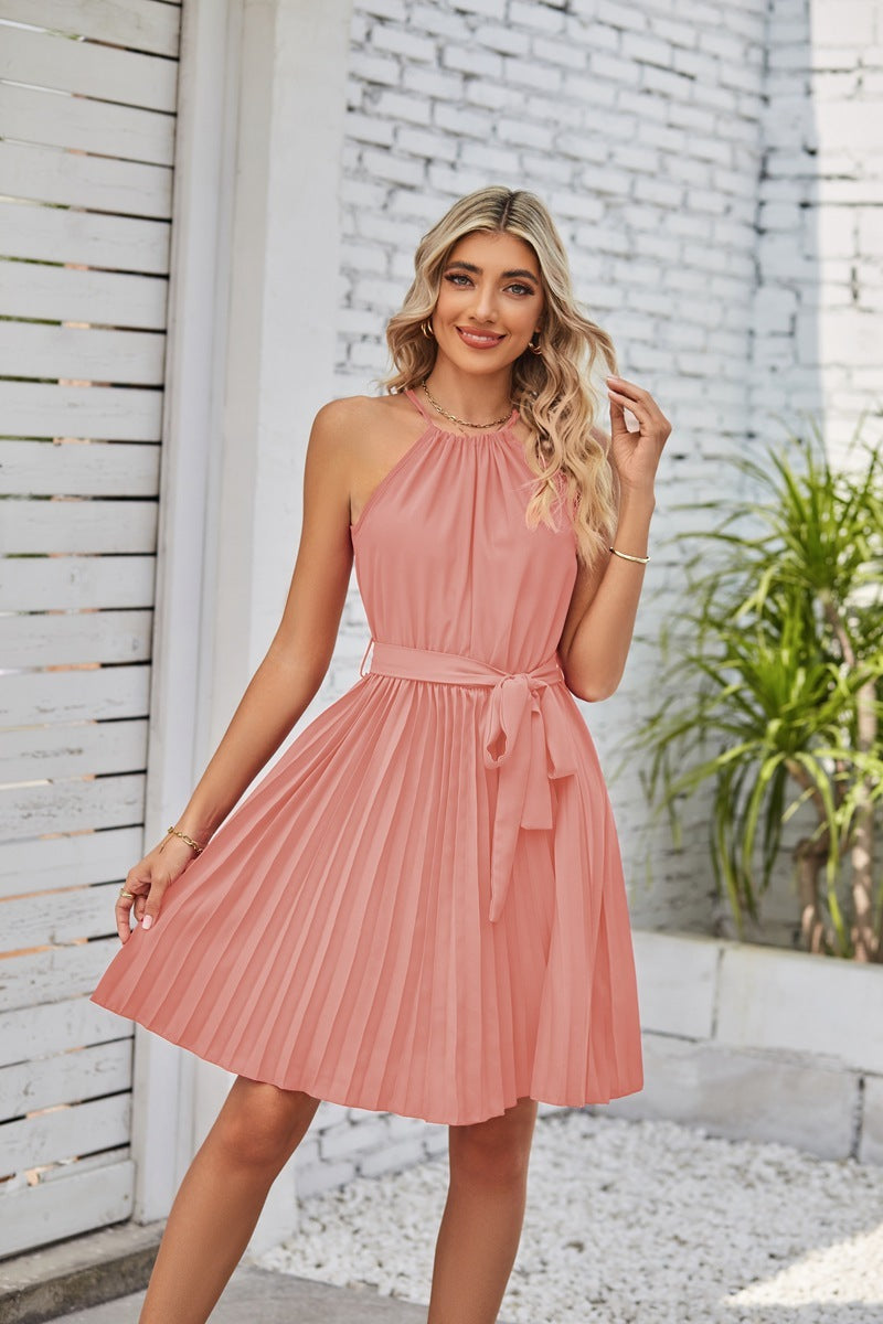 Jennifer – Robe d'été plissée unie sans bretelles