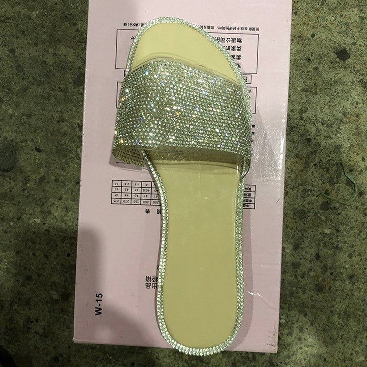 Jennifer – Grandes sandales strass et mules pour femmes à talon bas