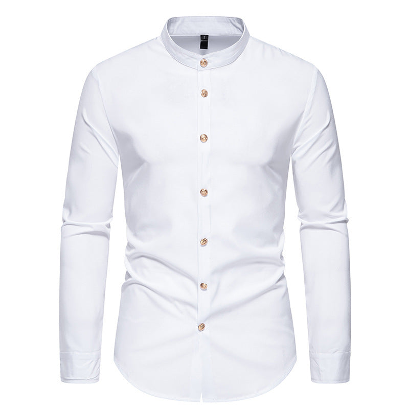 Percy – Chemise de soirée unie pour homme avec boutons en métal
