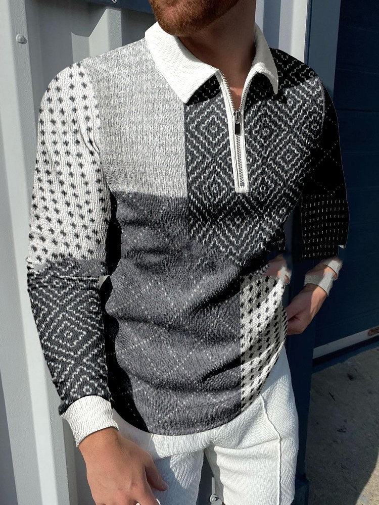 Stuart – Pullover décontracté avec col rabattu et impression numérique pour homme