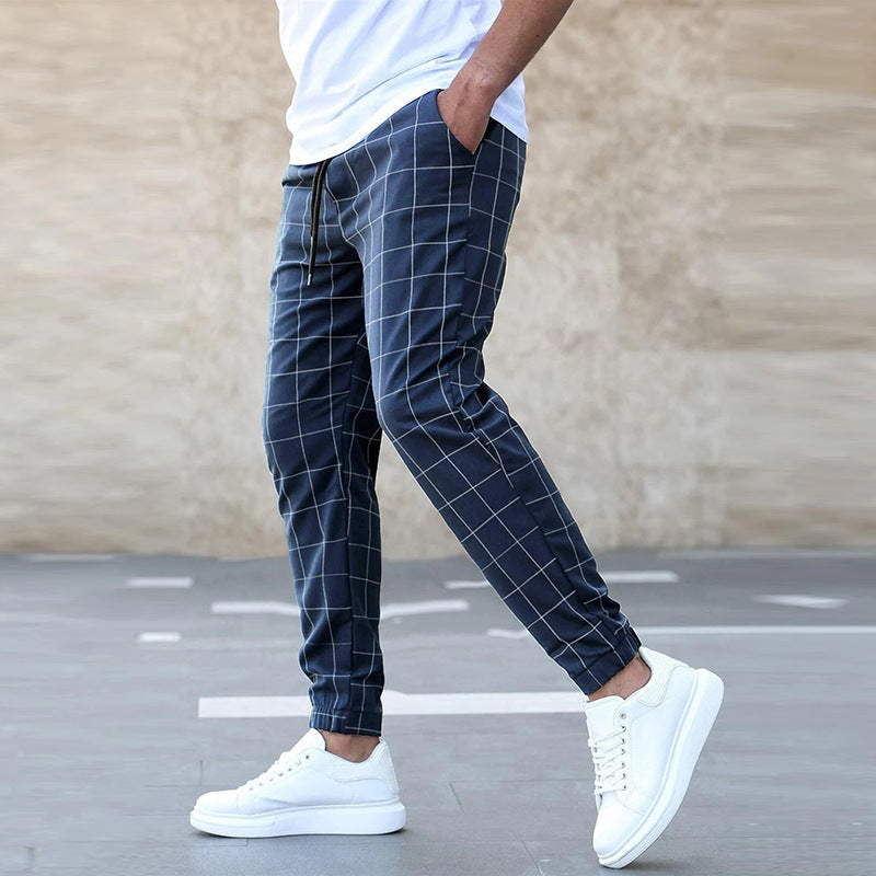 William – Pantalon Décontracté à Carreaux pour Homme avec Cordon