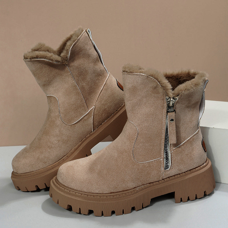 Jennifer – Bottes de Neige en Simili Daim Végan avec Semelle Antidérapante