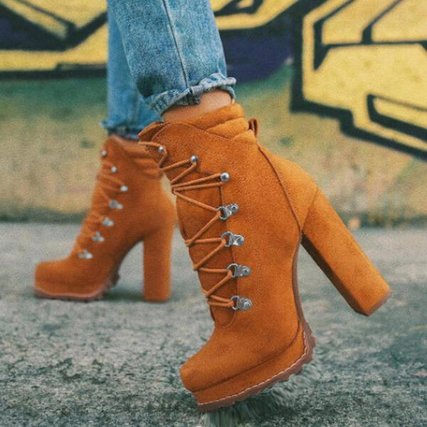 Katie – Bottines Mode avec Bout Rond et Lacets