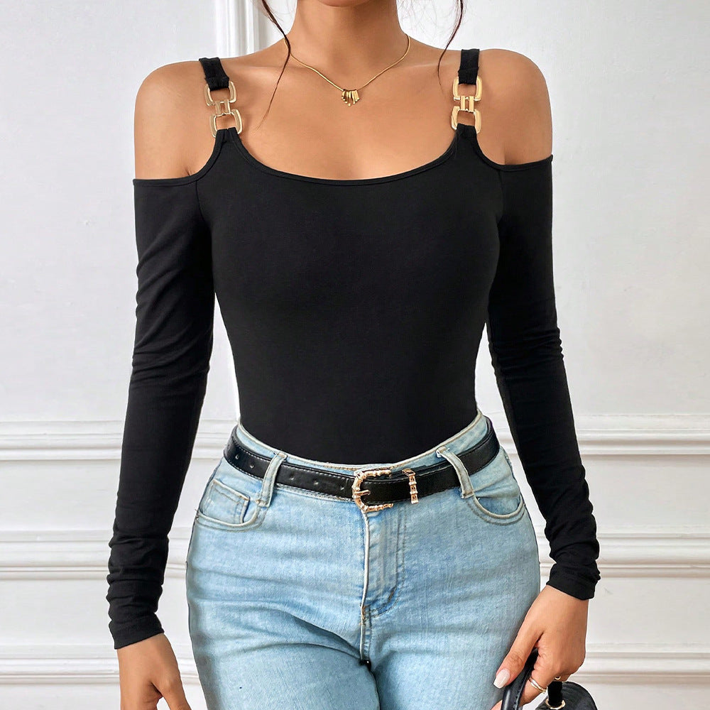 Tanya – Haut à bretelles simple avec crochets métalliques et manches longues pour femmes