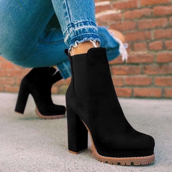 Anne – Bottines à talons blocs épais avec motif léopard pour femmes