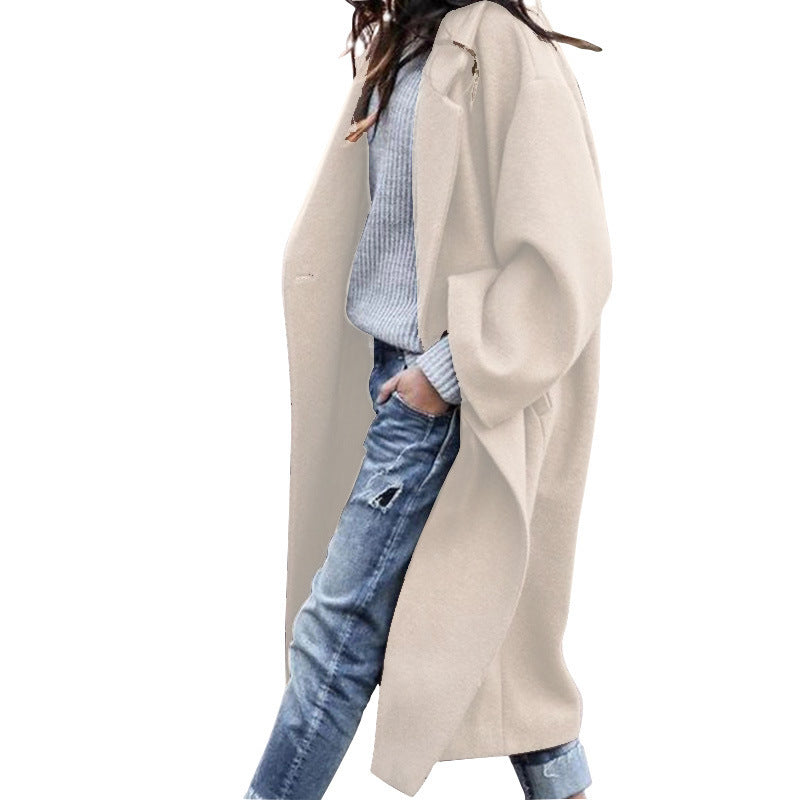 Karen – Long manteau femme avec poches en laine