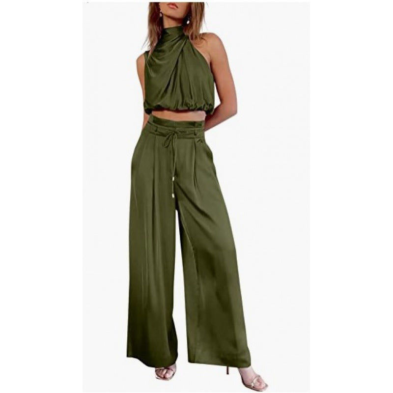 Rose – Ensemble Haut Sans Manches et Pantalon Large