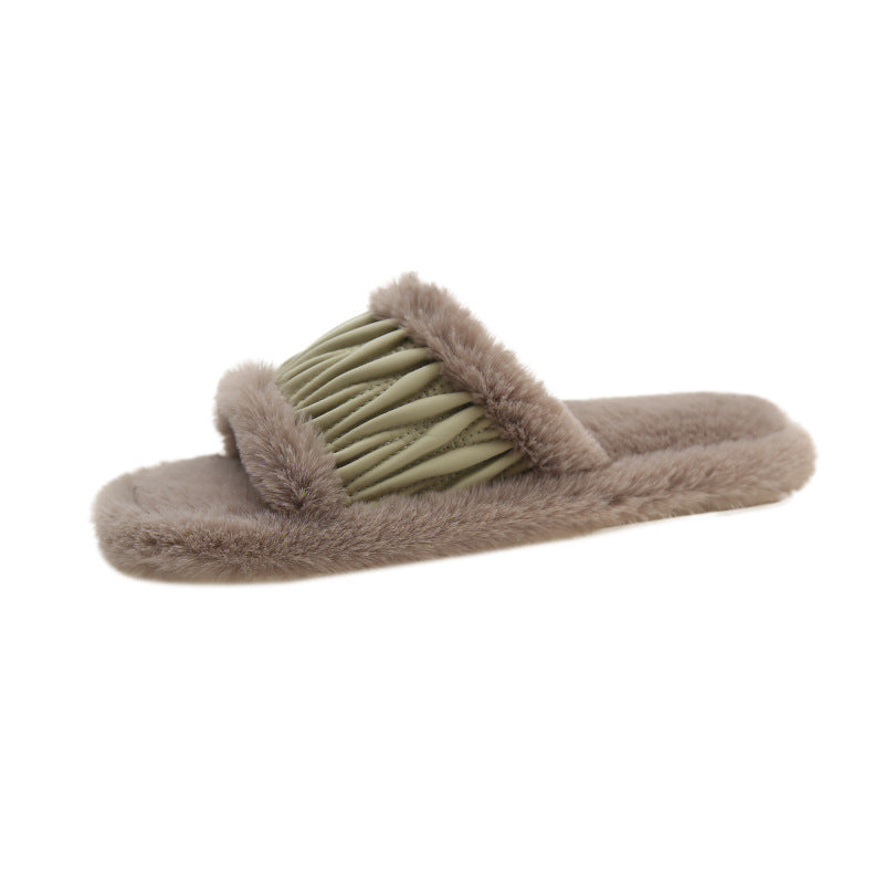 Anna – Chaussons ouverts en coton peluche pour femmes