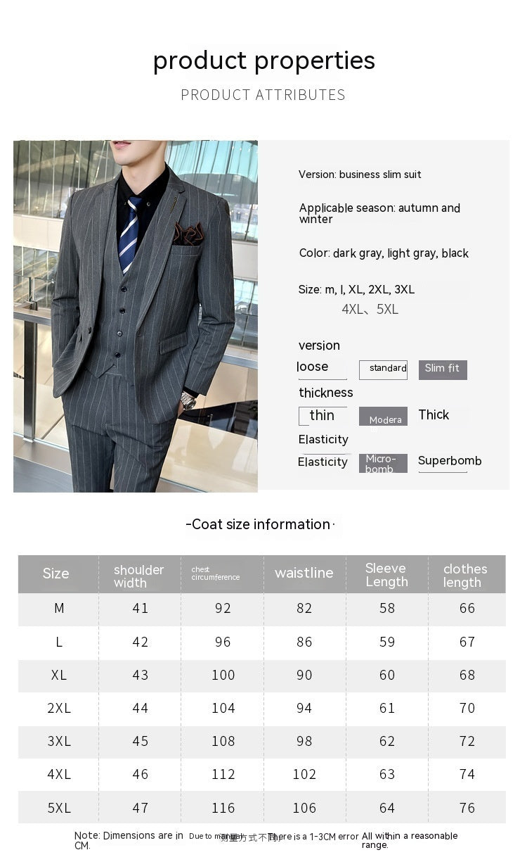 Stan – Costume rayé trois pièces pour hommes