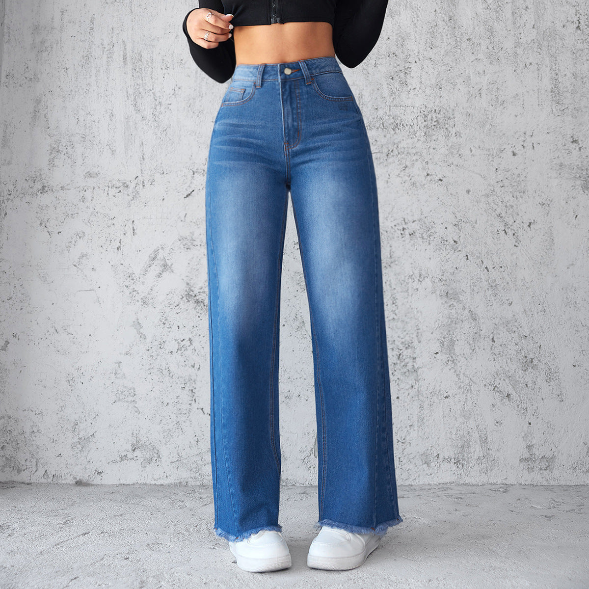Adele – Jeans Droite Taille Haute pour Femme
