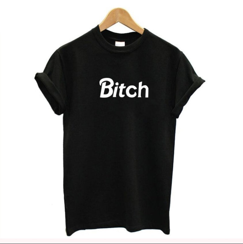 Michelle – T-shirt Femme avec Imprimé Lettres et Manches Courtes