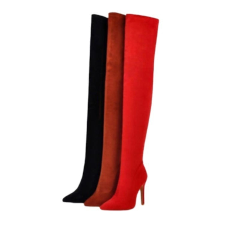 Betty – Bottes Hautes Stretch en Rouge pour Femmes