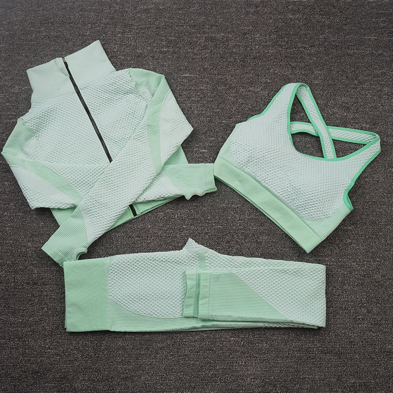 Wendy – Ensemble Fitness Stretch Trois Pièces pour Yoga