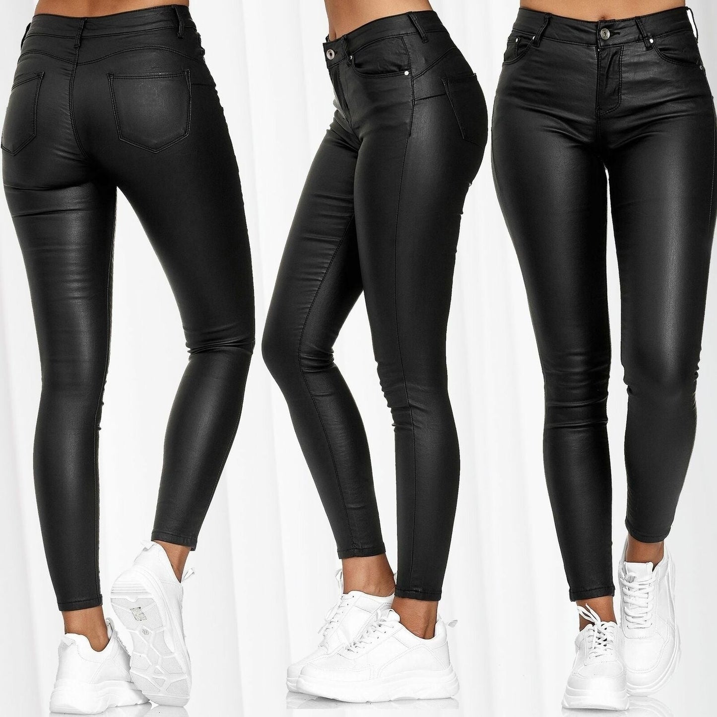 Jane – Pantalon en Cuir Végétalien Uni