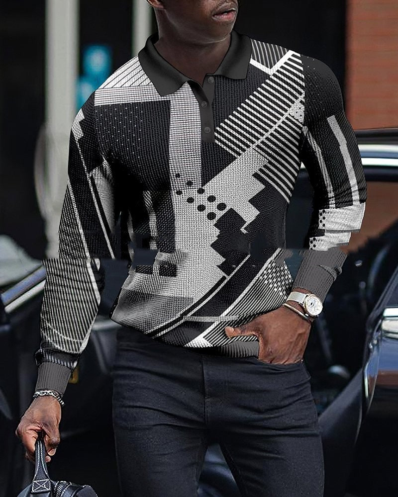 Stuart – Pullover décontracté avec col rabattu et impression numérique pour homme