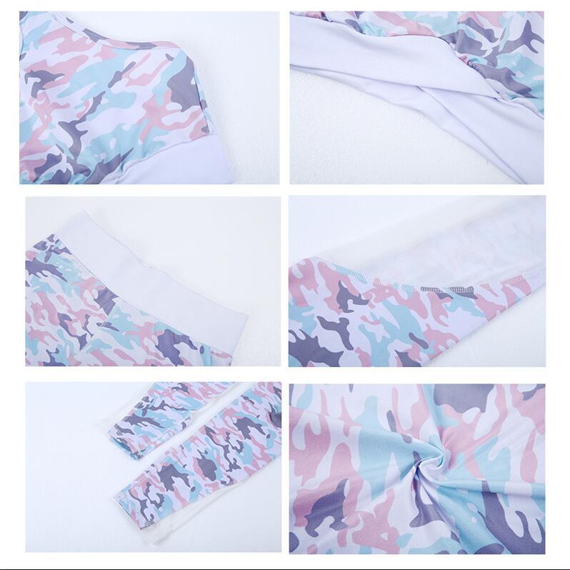 Deborah – Ensemble de sport camouflage avec soutien-gorge en mesh et leggings