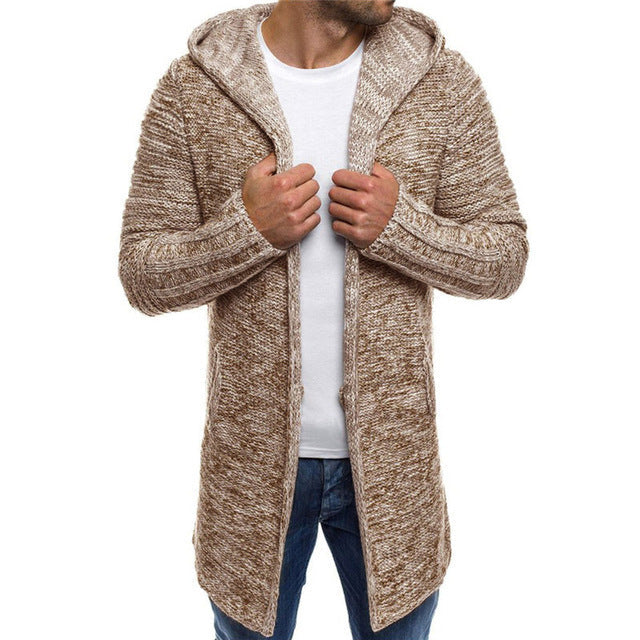 Ian – Long Trench Cardigan pour Homme avec Capuche pour l'Hiver
