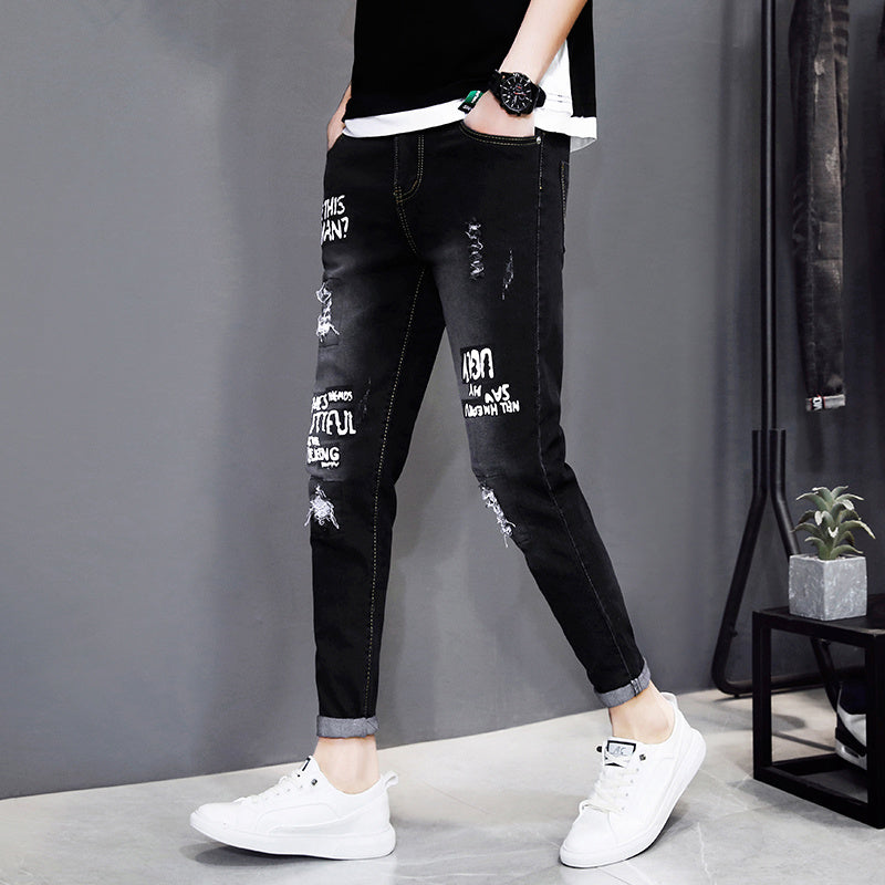 Jude – Pantalon noir déchiré pour homme