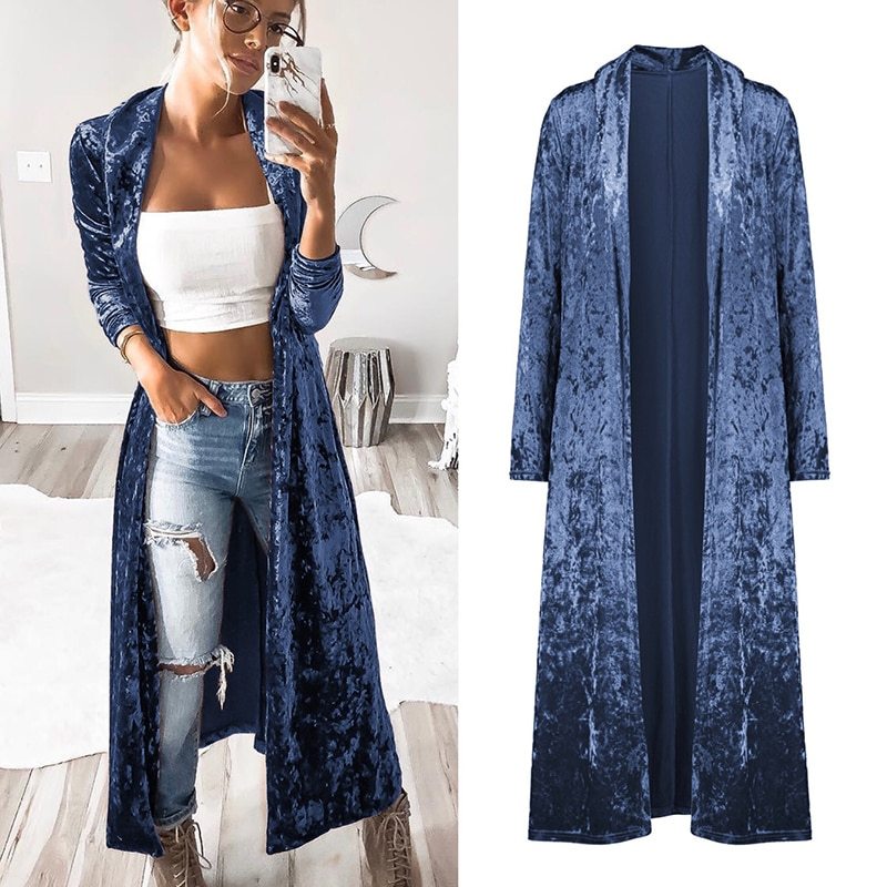 Janet – Long manteau en velours pour femme pour l'automne