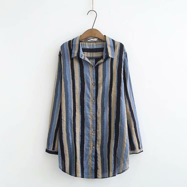 Ruth – Blouse ample avec col à revers rayé pour l'automne