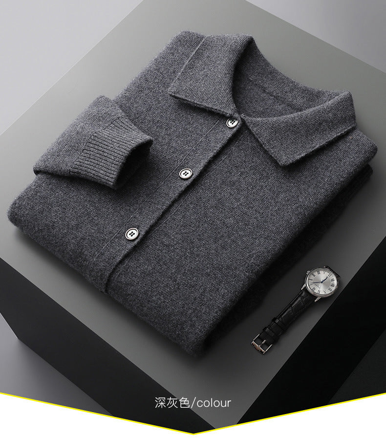 Christine – Cardigan en Laine Épaisse pour Femme avec Col Polo en Couleurs Unies pour l'Automne et l'Hiver