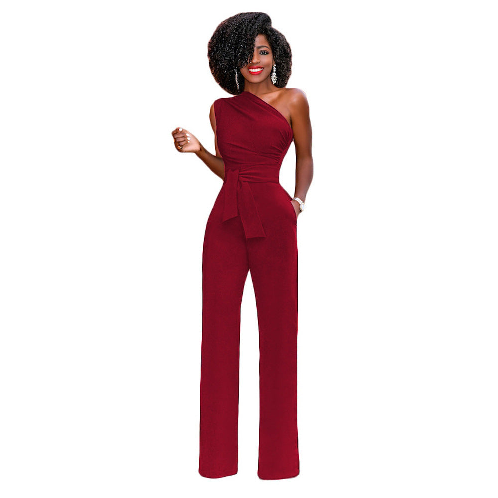 Jean – Élégant Combinaison Femme avec Col Asymétrique