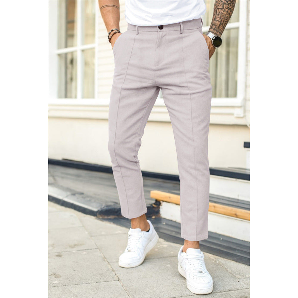 Frank – Pantalon de Costume Confortable pour Homme avec Double Ligne de Pli en Uni