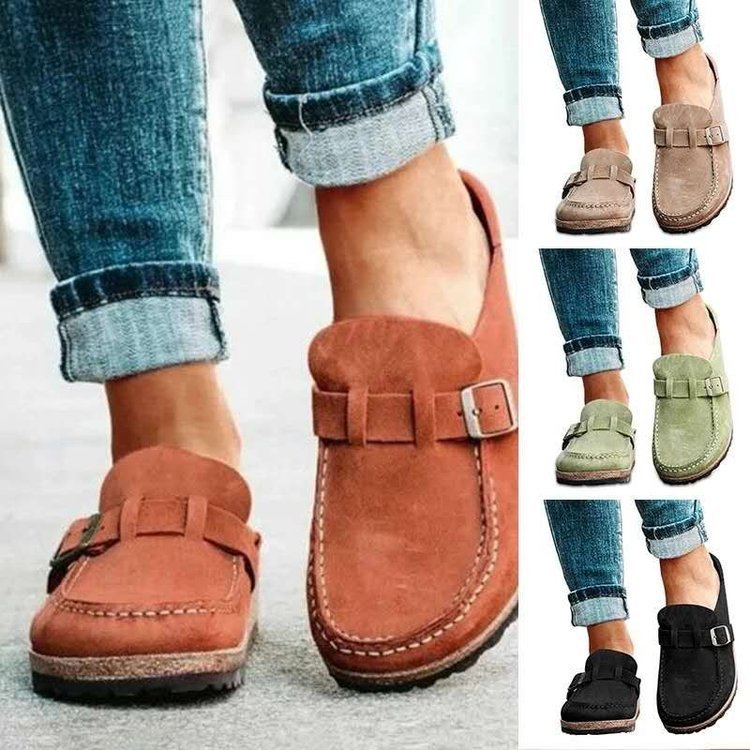 Jennifer – Mules en Suédine Végane avec Boucle