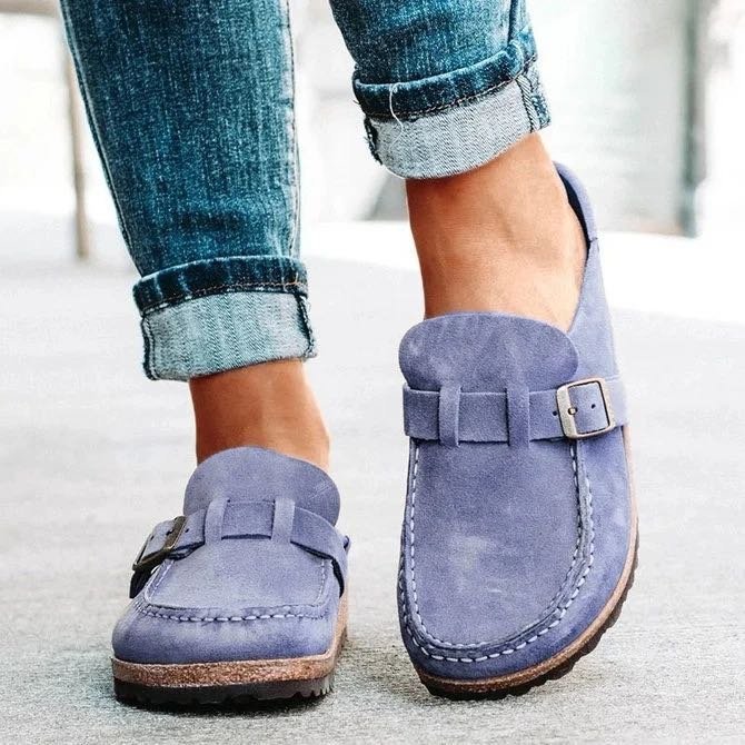 Jennifer – Mules en Suédine Végane avec Boucle