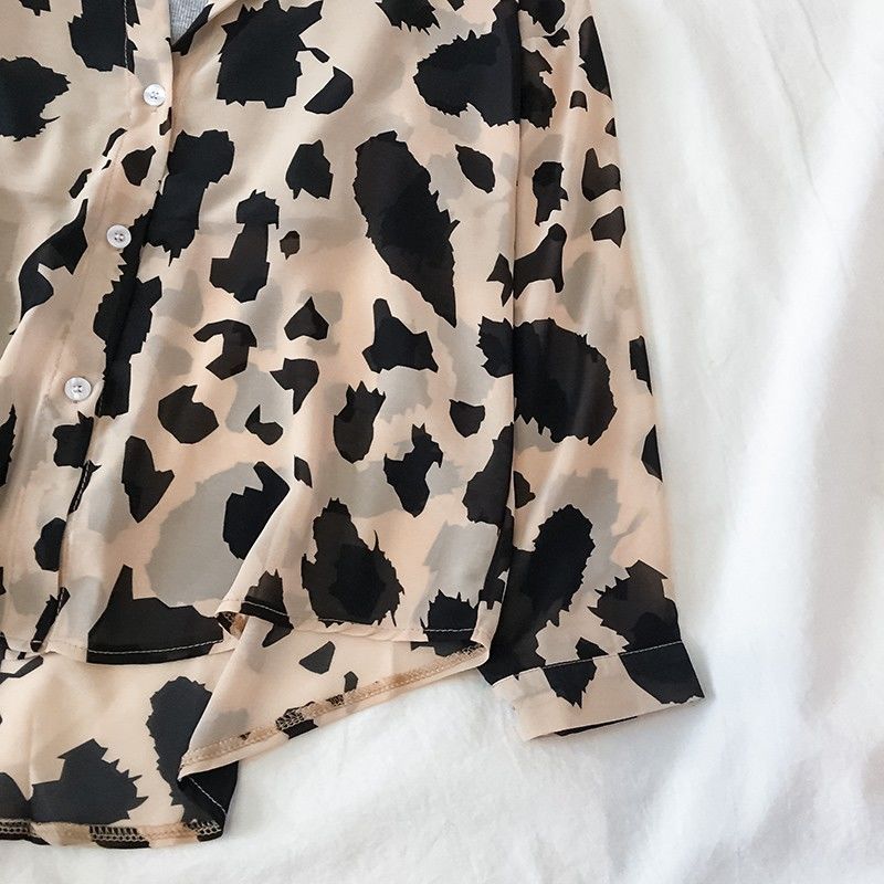 Kathleen – Chemise Simple Style Hongkong à Motif Léopard
