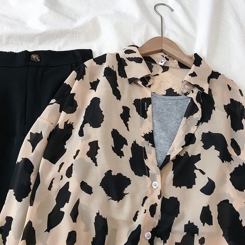 Kathleen – Chemise Simple Style Hongkong à Motif Léopard