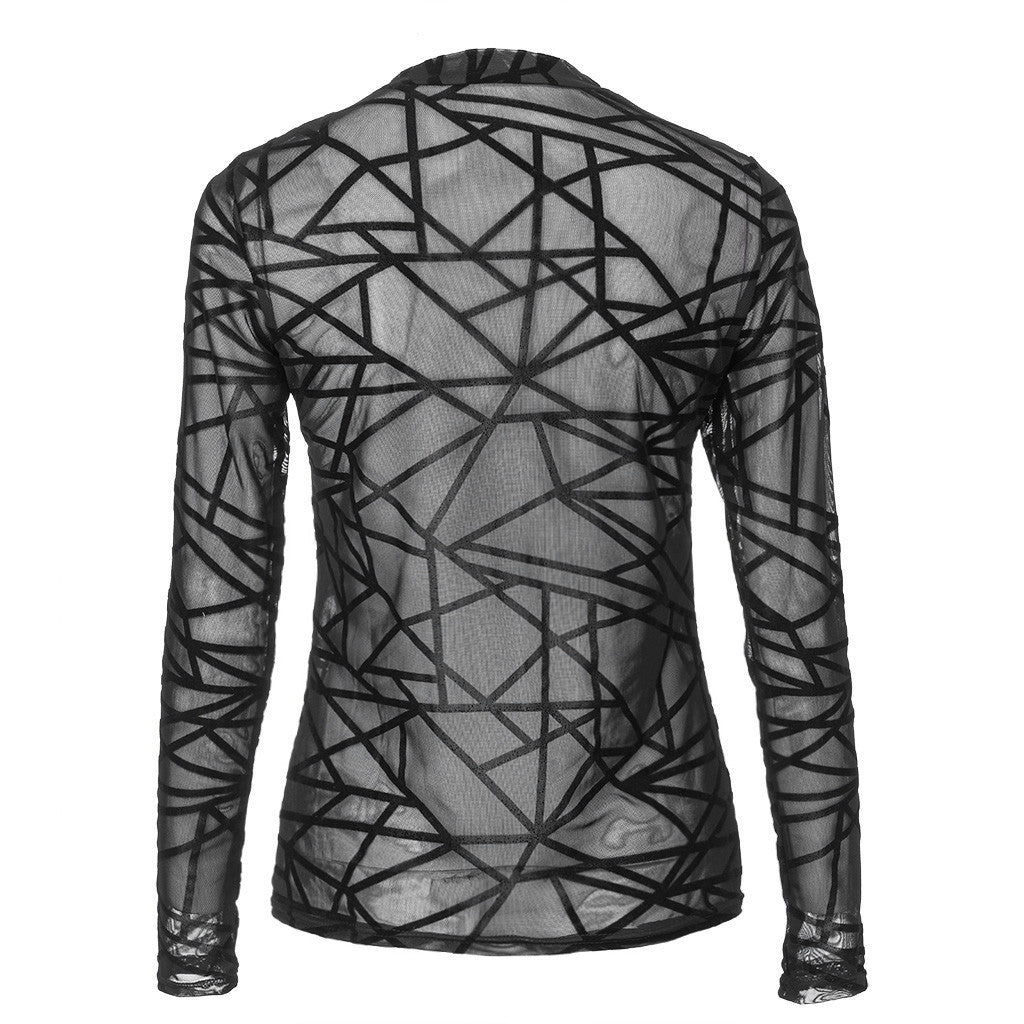 Elizabeth – Blouse en Mesh Transparent pour Femme à Manches Longues