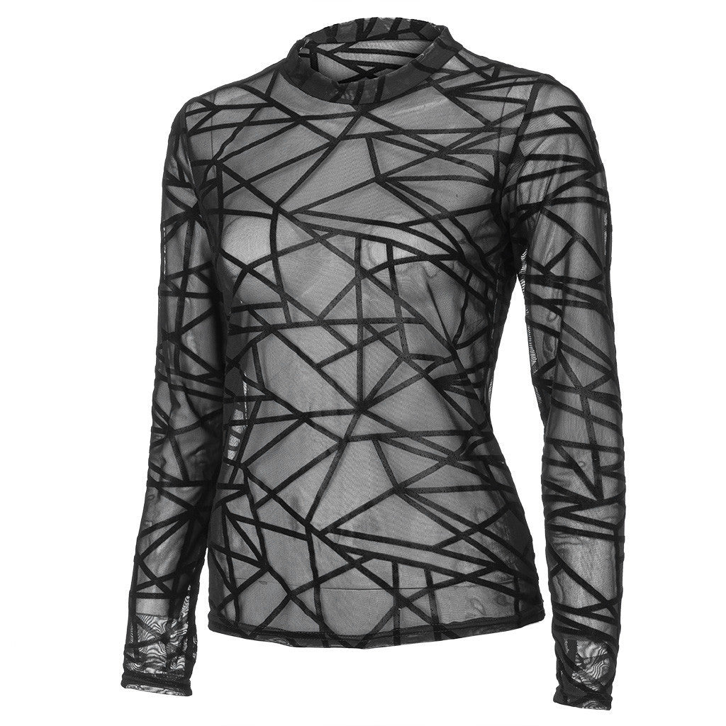 Elizabeth – Blouse en Mesh Transparent pour Femme à Manches Longues