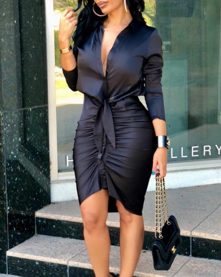 Vanessa – Élégante Robe-Chemise Femme avec Lacets