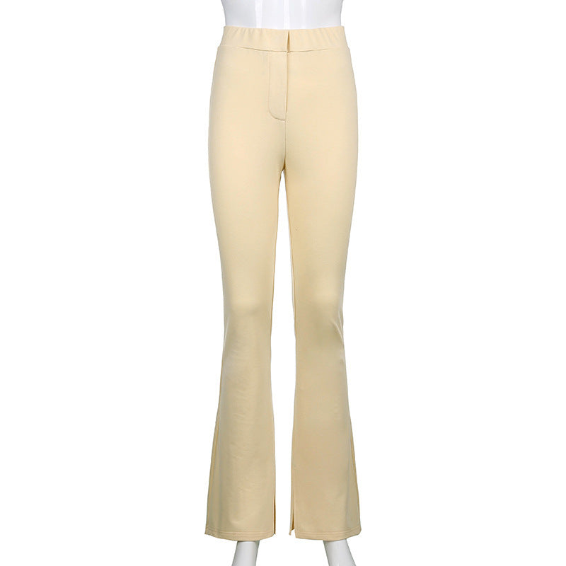 Stephanie – Pantalon Skinny Taille Haute avec Fente pour Femme