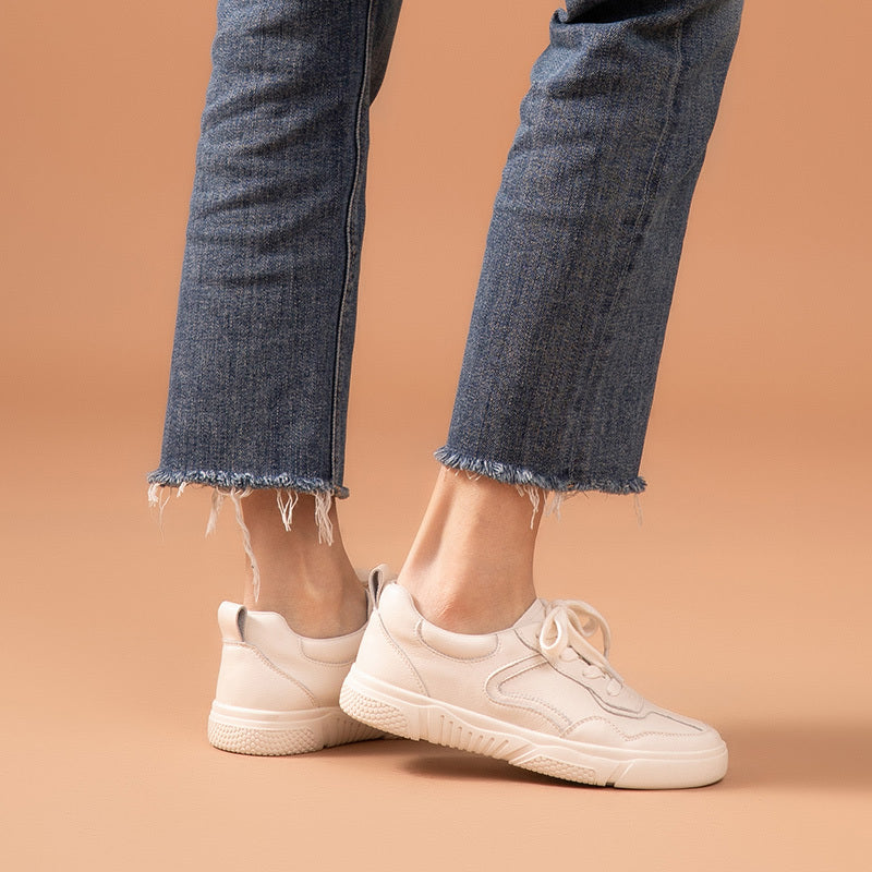 Ann – Chaussures confortables pour femmes en cuir vegan monochrome, plates et respirantes