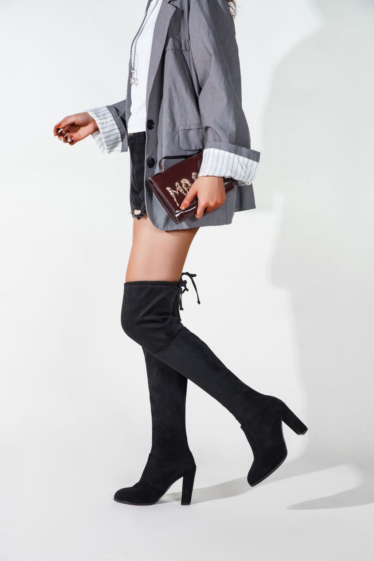 Harriet – Bottes Hautes en Daim Végétalien Premium pour Femme