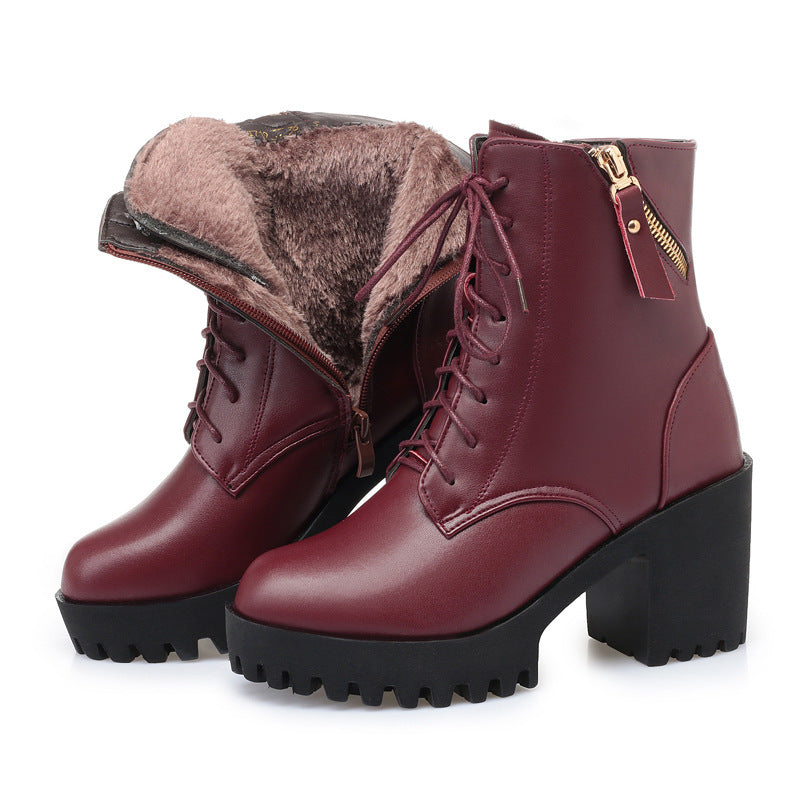 Gillian – Bottes hautes pour femmes en cuir vegan avec doublure en laine