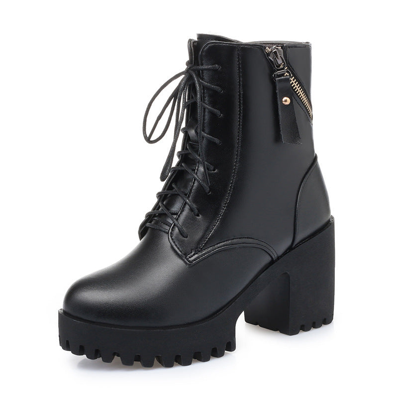 Gillian – Bottes hautes pour femmes en cuir vegan avec doublure en laine