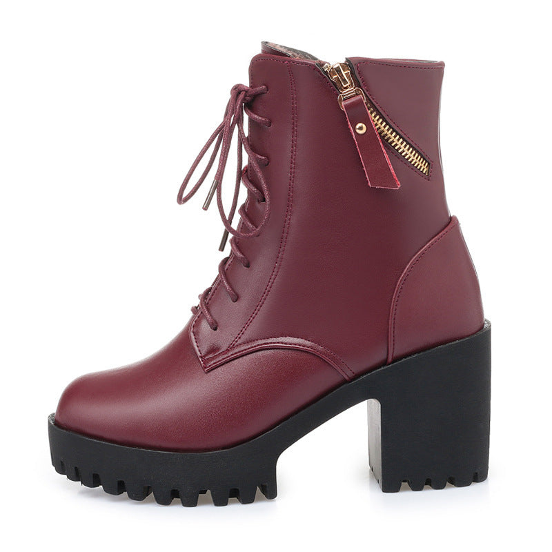 Gillian – Bottes hautes pour femmes en cuir vegan avec doublure en laine