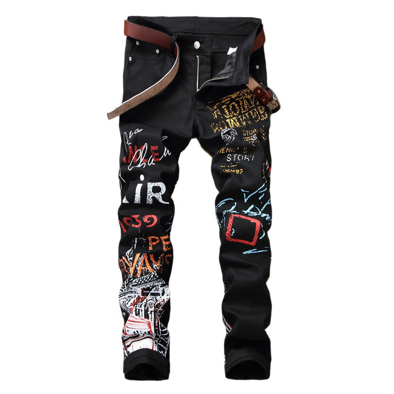 Jon – Jean Slim Fit avec Imprimé Graffiti pour Hommes